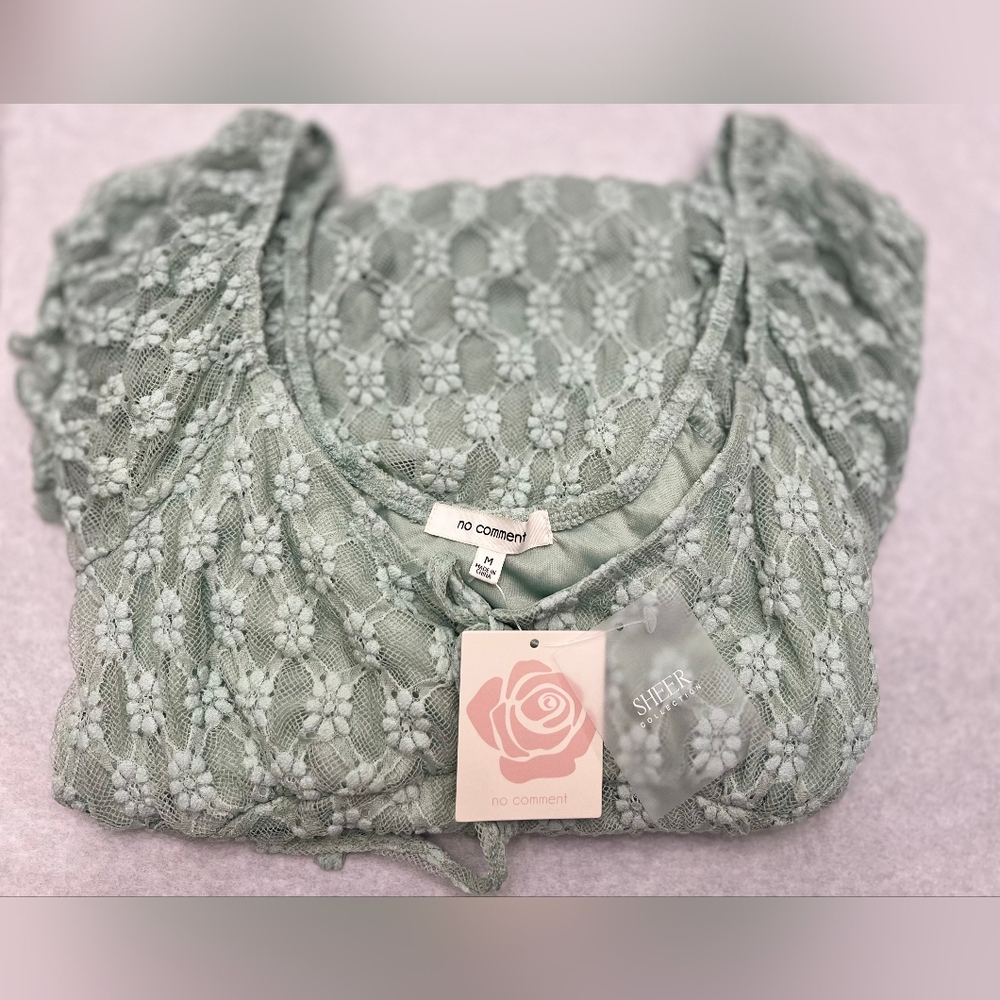 The SHEER COLLECTION by NO COMMENT Mint Green Lace Knit Dress - Picture 4 of 6